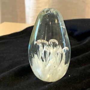 Vintage Egg Shape Bubble Glass Paperweight